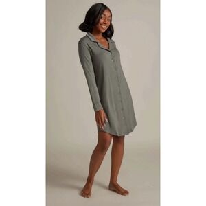 Faceplant Dreams Bamboo Boyfriend Nightshirt Grey Long Sleeve Sleep Womens Large